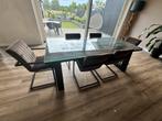 Compleete woonkamer meubels.Eettafel, stoelen, salontafel, Ophalen, 50 tot 100 cm, Vijf personen of meer, Rechthoekig