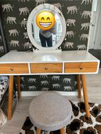 Kaptafel met spiegel en krukje, Huis en Inrichting, 100 tot 150 cm, Zo goed als nieuw, Hout, 50 tot 100 cm