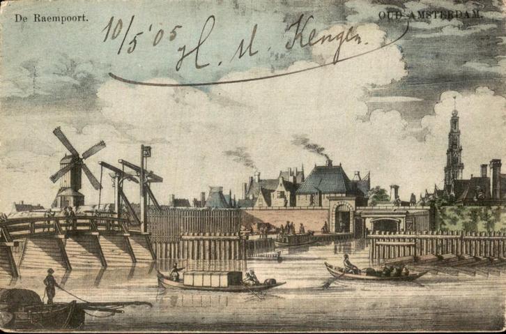 De Raempoort- Oud Amsterdam, Verzamelen, Ansichtkaarten | Nederland, Gelopen, Noord-Holland, Voor 1920, Ophalen of Verzenden