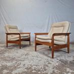 Vintage jaren 60 Deense relax fauteuils, lounge stoelen teak, Huis en Inrichting, Ophalen, Hout, Gebruikt, Minder dan 75 cm