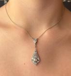 Art Deco grote roos diamanten antiek 14k hanger ketting goud, Ophalen of Verzenden, Goud, Ketting, Met edelsteen