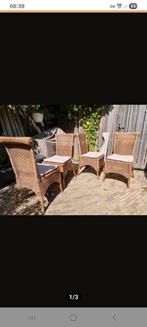 4 rotan eettafel stoelen, Huis en Inrichting, Stoelen, Ophalen, Gebruikt, Bruin, Vier