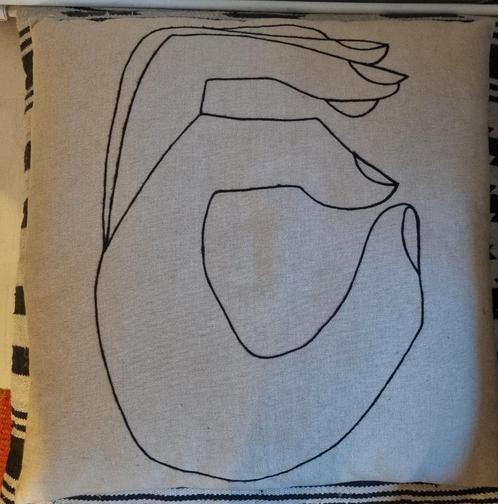 Katoenen kussen van Sissy-Boy – 56x56 cm, Huis en Inrichting, Woonaccessoires | Kussens, Zo goed als nieuw, Beige, Vierkant, Ophalen of Verzenden