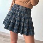 Vintage Blauwe Geblokte Rok maat M, Kleding | Dames, Rokken, Verzenden, Zo goed als nieuw, Blauw