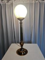 Art-Deco tafel lamp koper met opaline bol, Ophalen of Verzenden