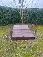 Tweepersoons ligbed met gordijnen, Tuin en Terras, Ligbedden, Ophalen of Verzenden, Zo goed als nieuw, Wicker