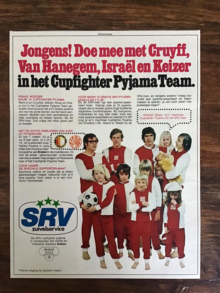 Voetbal reklame SRV Ajax Cruijff  Keizer Feyenoord Hanegem, Verzamelen, Sportartikelen en Voetbal, Overige typen, Ajax, Ophalen of Verzenden