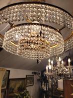 Vintage plafondlamp  kristallen pegels foto1 t/m 4, Huis en Inrichting, Lampen | Kroonluchters, Ophalen, Heikant 21 Kaatsheuvel
