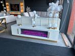 Crème Tv Meubel met Sfeerhaard creme/gold, Ophalen of Verzenden, Nieuw, Kunststof, 150 tot 200 cm