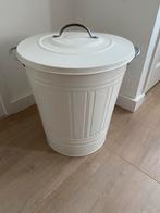 Witte metalen afvalemmer met deksel, Ophalen, 40 liter of meer, Zo goed als nieuw, Metaal
