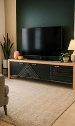 Tv-meubel zwart/goud/licht hout – modern design, Ophalen of Verzenden, Zo goed als nieuw, 25 tot 50 cm, Minder dan 100 cm