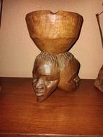 Houten Asbak / Schaal met Afrikaanse Gezichten, Antiek en Kunst, Ophalen of Verzenden