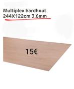 Multiplex hardhout 244cm.122cm.3.6mm., Doe-het-zelf en Verbouw, Platen en Panelen, Ophalen of Verzenden, Nieuw, Multiplex