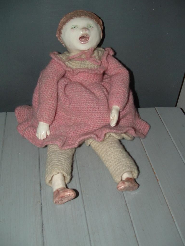 Pop gemerkt Klara Neke 77 porselein hoofd hand en voeten, Verzamelen, Poppen, Ophalen, Gebruikt, Pop