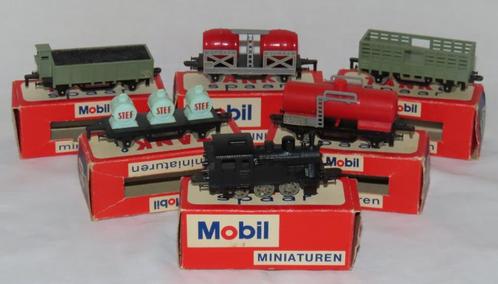 Treinset spaaractie Mobil jaren 60 in originele doosjes, Verzamelen, Merken en Reclamevoorwerpen, Zo goed als nieuw, Overige typen