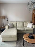 Leren chaise longue bank (crème), Huis en Inrichting, Banken | Sofa's en Chaises Longues, Gebruikt, 75 tot 100 cm, Ophalen, 200 tot 250 cm