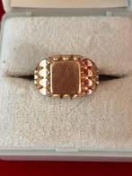 Ring antiek rolled gold ORIA Art Nouveau Zegelring  maat 18, Sieraden, Tassen en Uiterlijk, Ringen, Goud, Gebruikt, 17 tot 18