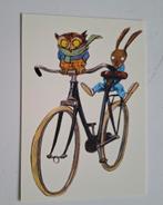 Uil en konijn op de fiets, Ophalen of Verzenden, 1980 tot heden, Ongelopen, Vogel