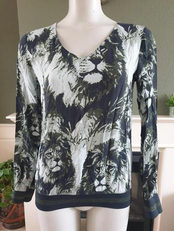 Geisha leeuwen groene shirt top XS 34 Gratis verzenden beschikbaar voor biedingen