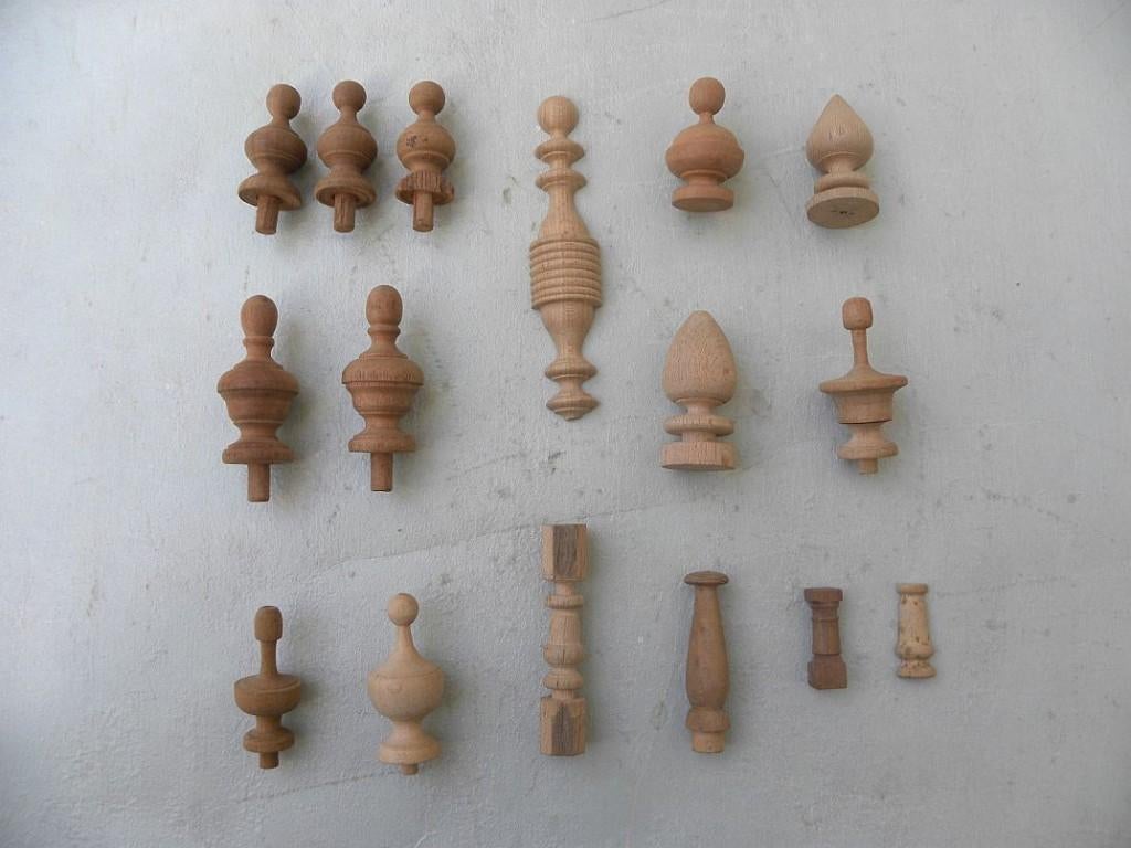 Houten tollen, sierstukken beige tas, Antiek en Kunst, Ophalen of Verzenden