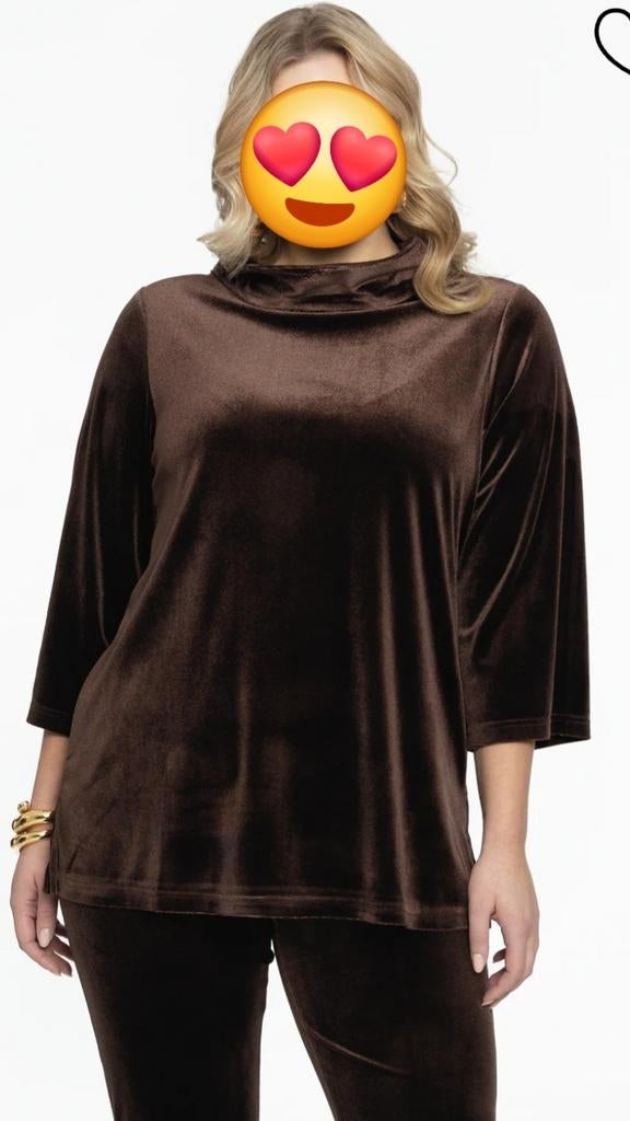 Yoek Tuniek Velvet Bruin XXL (54-56), Yoek, Bruin, Maat 46/48 (XL) of groter, Nieuw
