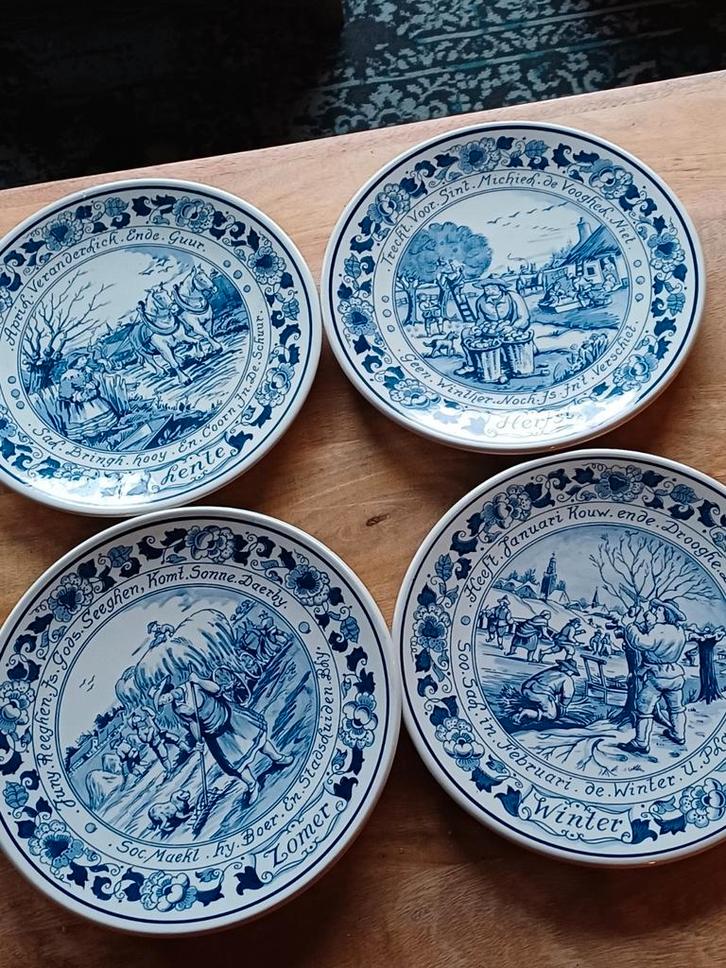 Delfts Blauw Seizoensborden - Set van 4, Antiek en Kunst, Antiek | Wandborden en Tegels, Ophalen