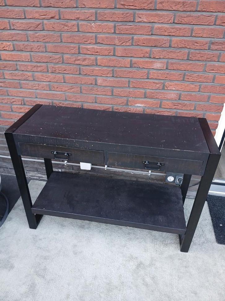 Sidetable van mangohout, Huis en Inrichting, Tafels | Sidetables, Gebruikt, 25 tot 50 cm, 100 tot 150 cm, Rechthoekig, Ophalen