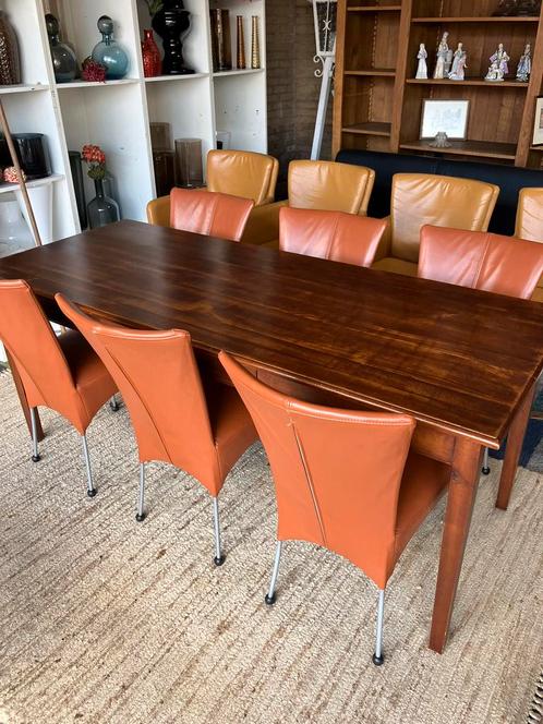 6 moderne Leren stoeltjes met tafel, zgan. Goedkoop, Huis en Inrichting, Complete eetkamers, Zo goed als nieuw, 4 tot 6 stoelen