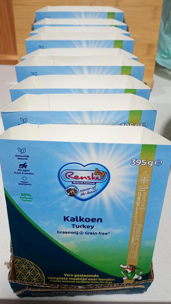 Renske Kalkoen Graanvrij 395 gram. Kerstdiner. 9 stuks., Dieren en Toebehoren, Dierenvoeding, Hond, Ophalen