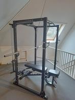 Home Gym met bankje en gewichten 197,5kg, Krachtstation, Metaal, Rug, Zo goed als nieuw