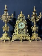 (21) Franse Bronzen Regency Klok + kandelaren ca.1890, Ophalen of Verzenden