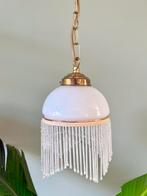 Vintage glazen kralenlamp lampenkap hanglamp, Ophalen of Verzenden, Gebruikt