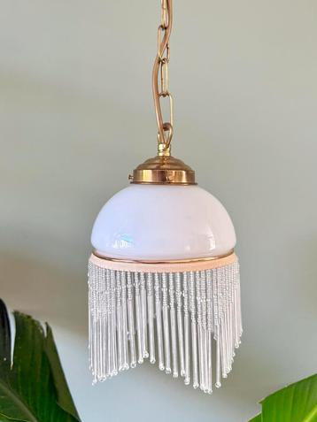 Vintage glazen kralenlamp lampenkap hanglamp beschikbaar voor biedingen
