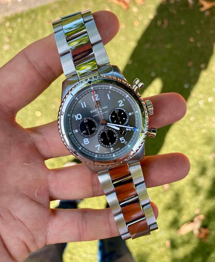 Breitling Aviator Chronograph MET FABRIEKSGARANTIE t/m 2029, Sieraden, Tassen en Uiterlijk, Horloges | Heren, Nieuw, Polshorloge
