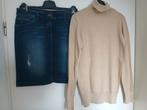 Maat 38 set Yessica jeansrok & Heidi Klum coltruitje, Kleding | Dames, Ophalen of Verzenden, Zo goed als nieuw, Maat 38/40 (M)