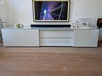 Design dressoirkast wit met melkglas glasplaat, Ophalen, Glas, Zo goed als nieuw, 200 cm of meer