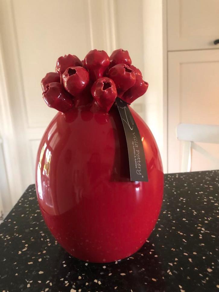 Rode Vaas - Prachtige Decoratie!, Huis en Inrichting, Woonaccessoires | Vazen, Zo goed als nieuw, Rood, Minder dan 50 cm, Aardewerk of Porselein