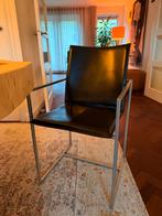 4 Italiaanse leren design stoelen, Huis en Inrichting, Stoelen, Ophalen, Gebruikt, Zwart, Leer