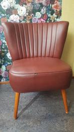 Vintage jaren 50/60 cocktail- fauteuil bordeaux-rood skai, Ophalen, Gebruikt, 75 tot 100 cm, Jaren 50/60