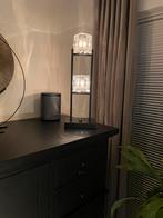 Mooie zwart stalen lamp met glas, Huis en Inrichting, Lampen | Tafellampen, Ophalen, Zo goed als nieuw, Glas, Minder dan 50 cm