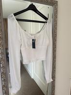 Hollister witte crop top maat M (nieuw), Wit, Nieuw, Ophalen of Verzenden, Lange mouw