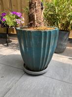 Bloempot van geglazuurd aardewerk rond, Steen, Minder dan 60 cm, Rond, Ophalen of Verzenden