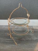 Landelijke etagère met glazen bordjes, Ophalen of Verzenden, Gebruikt