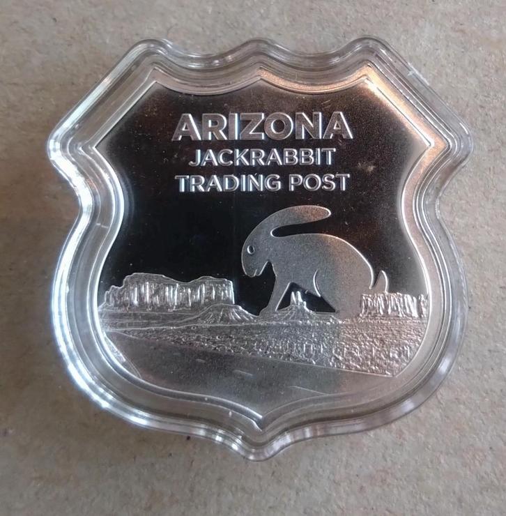 Zilver 1 oz munt / round / shield - Route 66 - Arizona, Postzegels en Munten, Edelmetalen en Baren, Zilver, Ophalen
