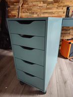 Ikea Ladenkast Alex met wieltjes (groen/blauw), Huis en Inrichting, Ophalen, Minder dan 50 cm, 5 laden of meer, Minder dan 100 cm