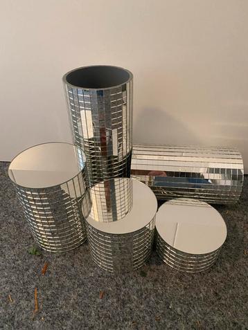 6 Decoratie Standaards met Spiegels - Set beschikbaar voor biedingen