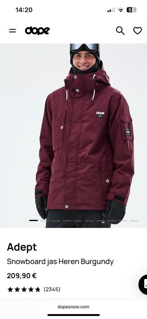 Dope Snow Jas & Broek Heren XL, Kleding | Heren, Wintersportkleding, Zo goed als nieuw, Pak, Maat 56/58 (XL), Ophalen of Verzenden