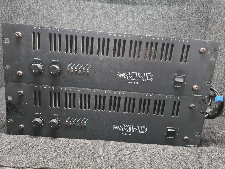 KIND VERSTERKERS K1.8 & K5 italiaanse krachtpatsers, Audio, Tv en Foto, Luidsprekers, Gebruikt, Subwoofer, 120 watt of meer, Overige merken