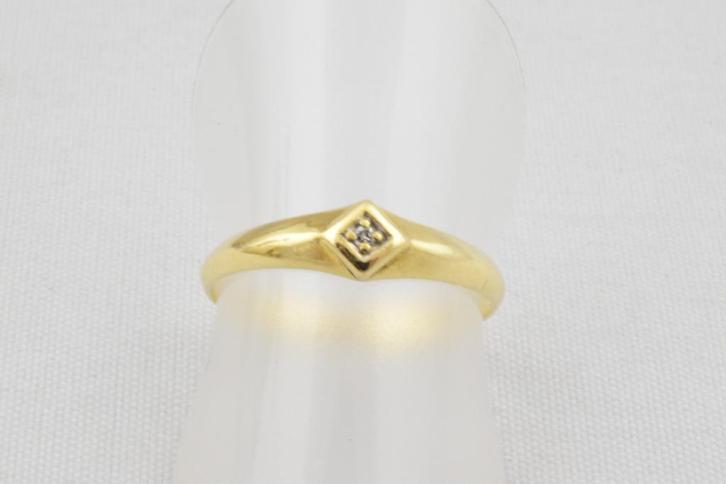14 karaat gouden ring met Diamant 1069-G, Sieraden, Tassen en Uiterlijk, Ringen, Gebruikt, Dame, 18 tot 19, Goud, Goud, Met edelsteen