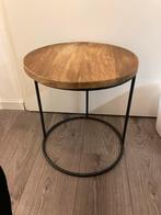 Houten bijzettafel met metaal, Minder dan 45 cm, Minder dan 55 cm, Gebruikt, Vierkant